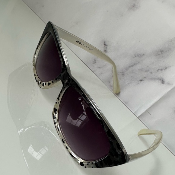VINTAGE 90s NYS COLLECTION - BLACK/SILVER CHEETAH PRINT SUNGLASSES - Picture 6 of 7